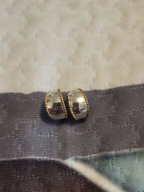 Montana Silversmiths Two-Tone Silver Domed Hoop Earrings with Gold Beaded Edge